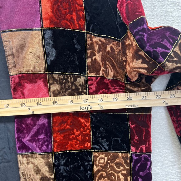 Willow Ridge Women Patchwork Velvet Blazer Jacket Open Front Multicolor Lined XL - Picture 5 of 9